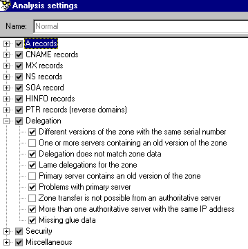 DNS Expert - Analysis Settings