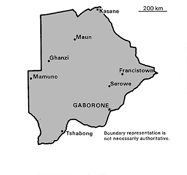 [Country map of Botswana]