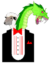 Man with lambs head and dragon head