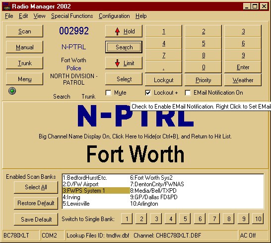 Radio Manager - Main Window in Big Channel Display Mode