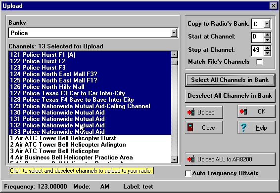 Radio Manager Upload Window