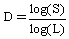 D = log(S)/log(L)